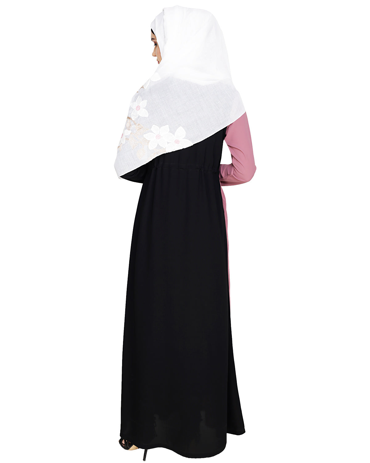 Colour Block Abaya Onion Pink