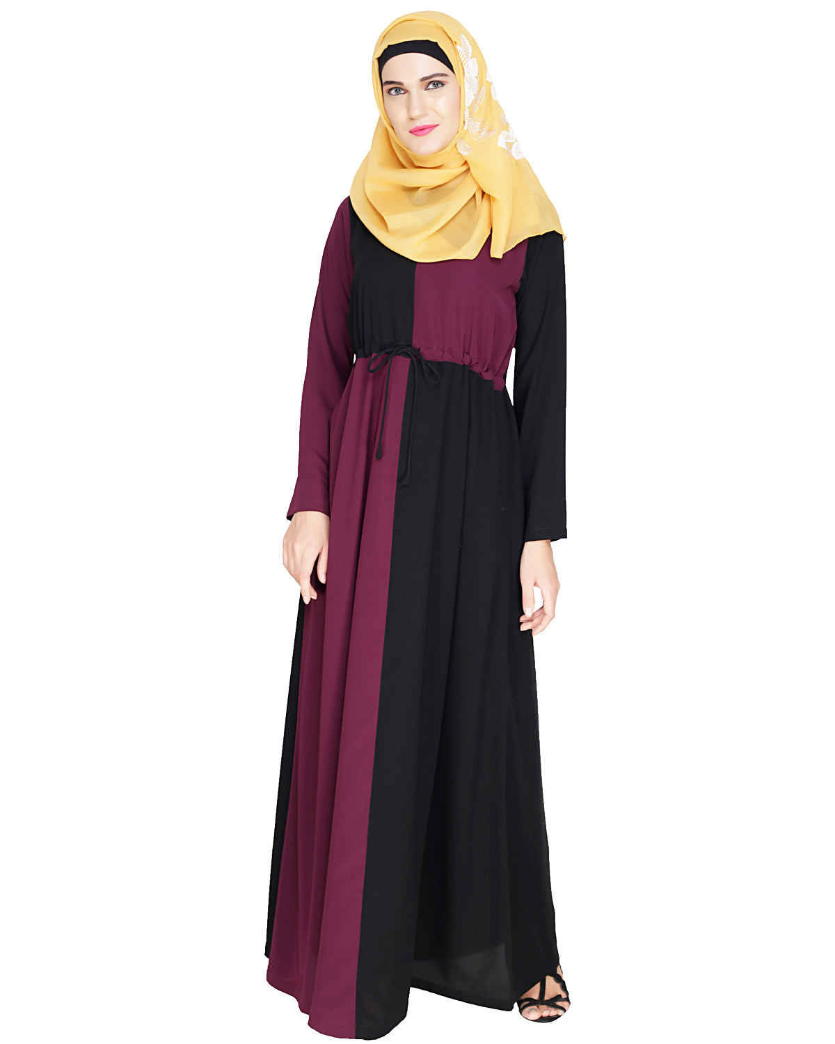 Colour Block Abaya Purple