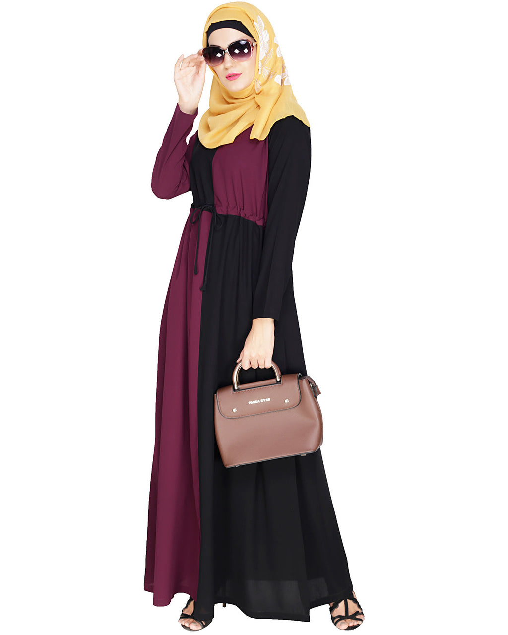 Colour Block Abaya Purple