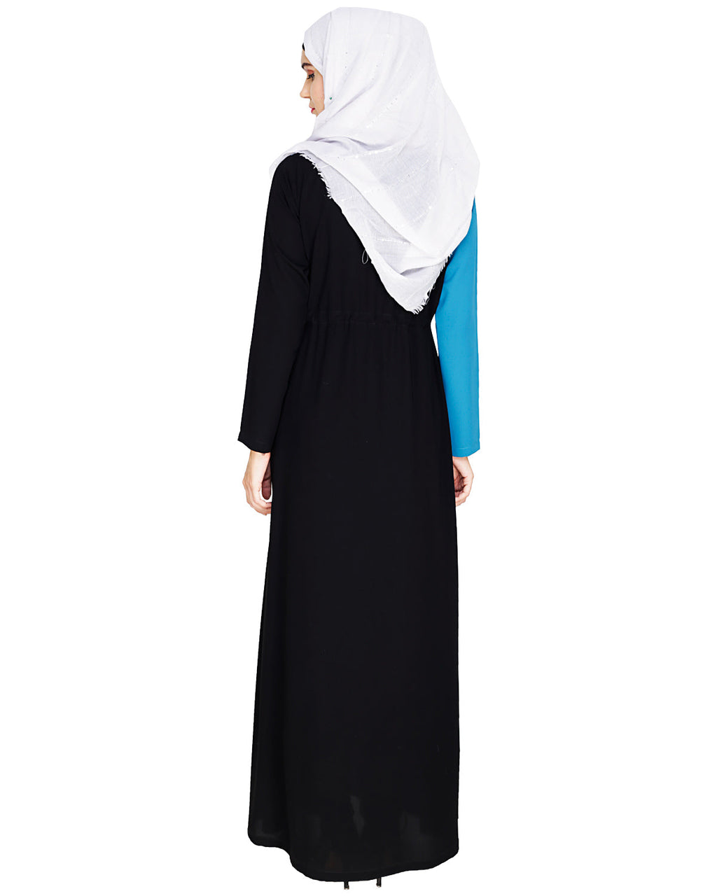 Colour Block Abaya Teal Blue
