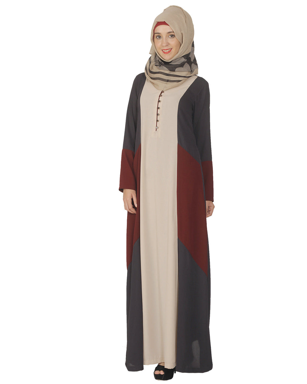 Multicolour Abaya Beige