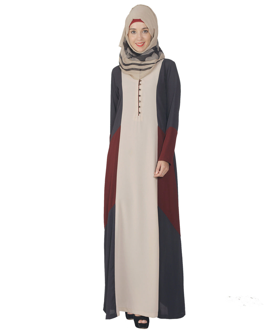 Multicolour Abaya Beige