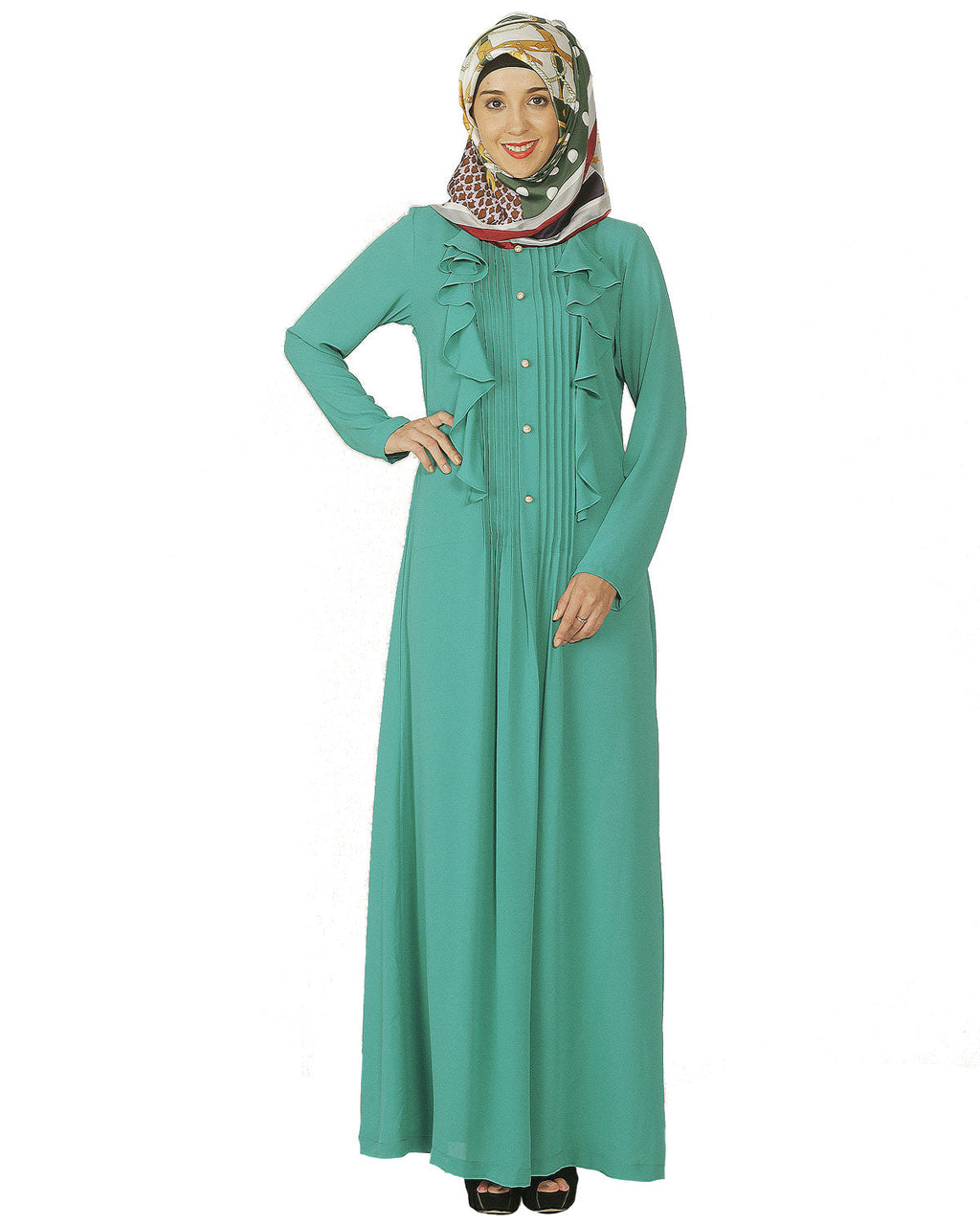 Sea Foam Ruffled Abaya