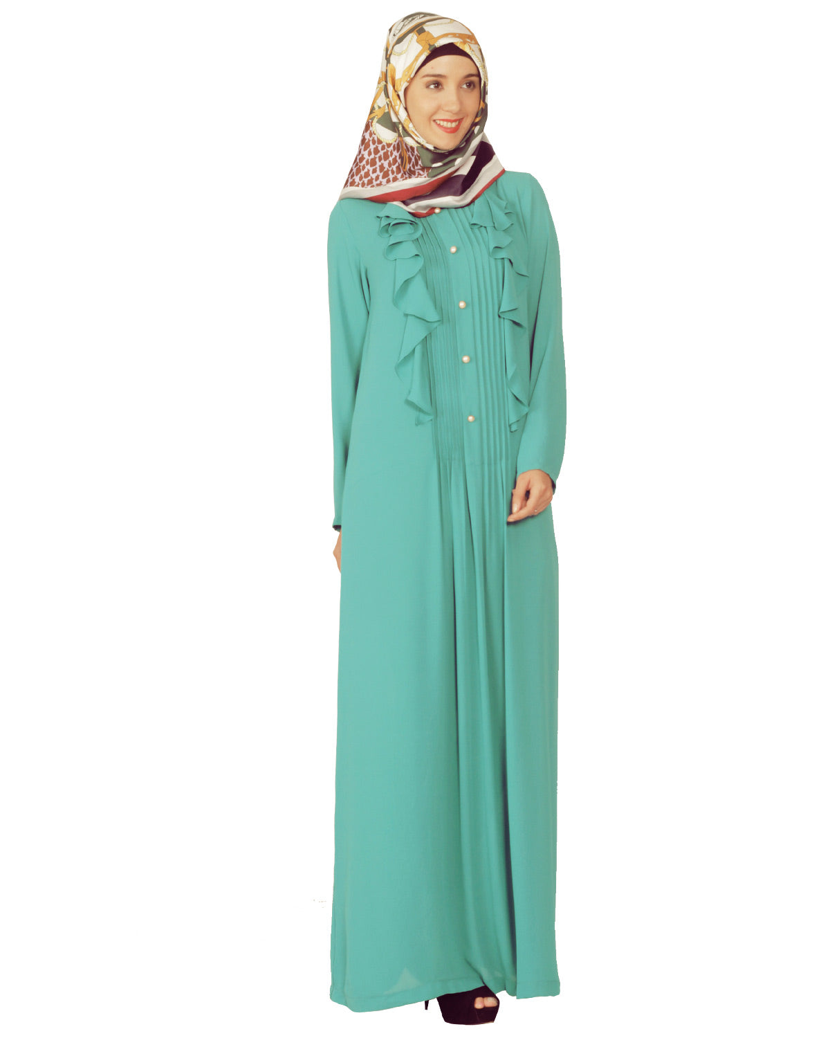Sea Foam Ruffled Abaya