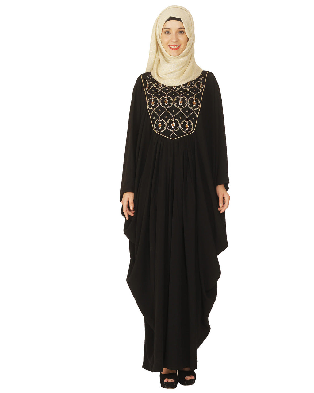 Kaftan with Zari Embroidery Black