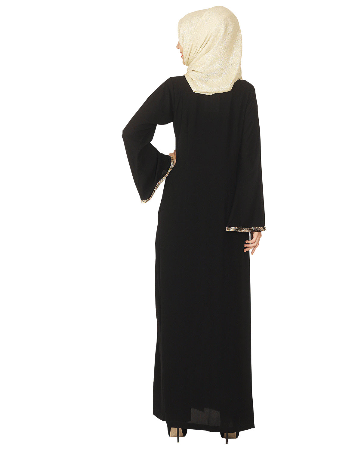 Abaya with Zari Dori Work Black