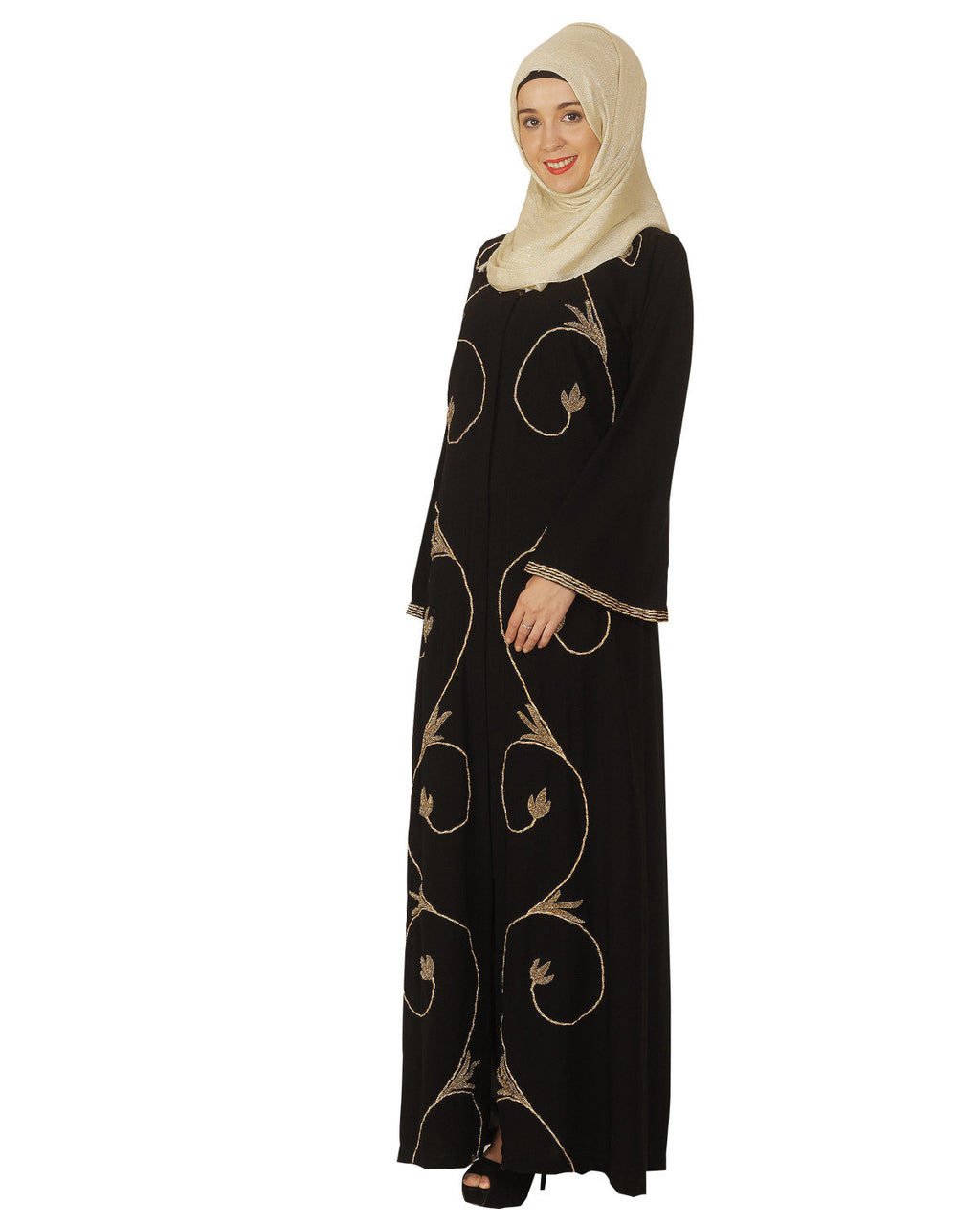 Abaya with Zari Dori Work Black
