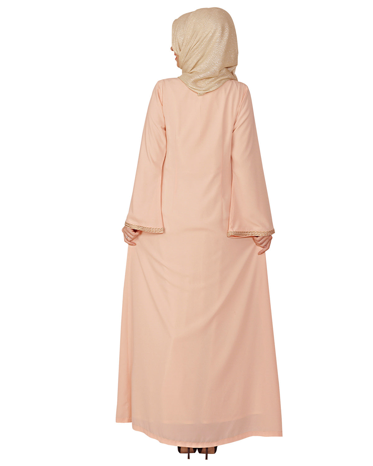 Abaya with Zari Dori Work Peach