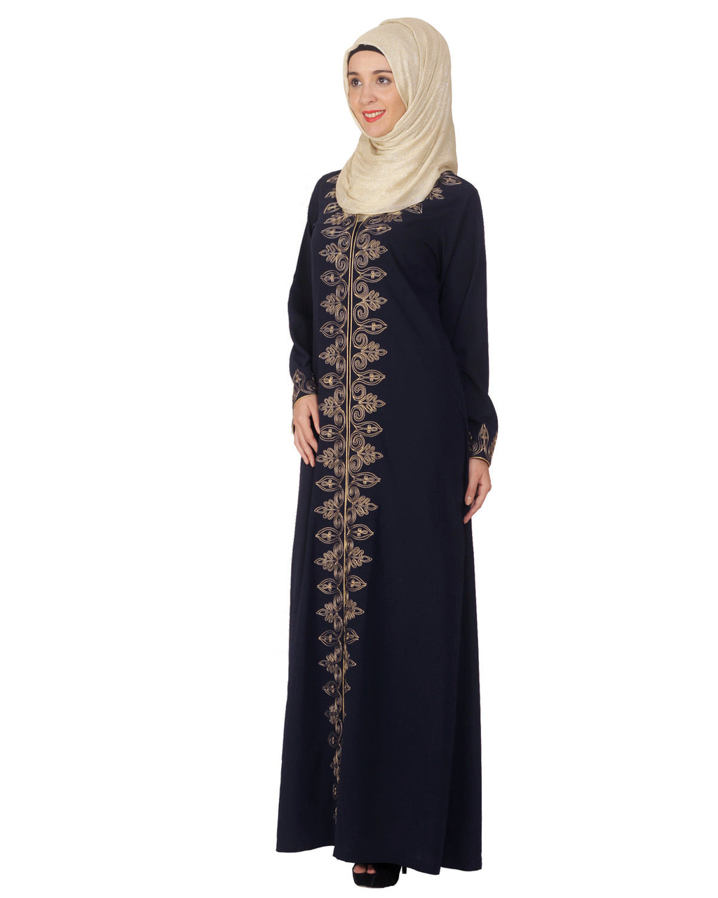 Blue Abaya with Dori Embroidery Blue