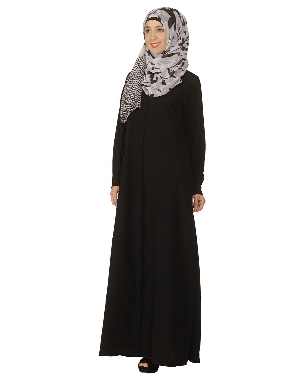 Pintuck Abaya Black