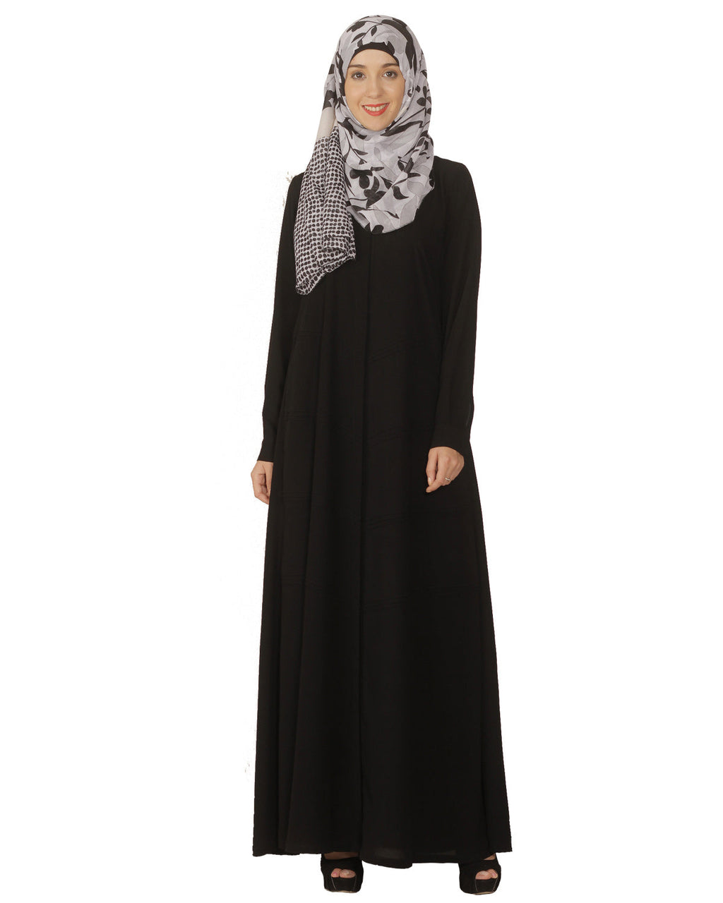 Pintuck Abaya Black