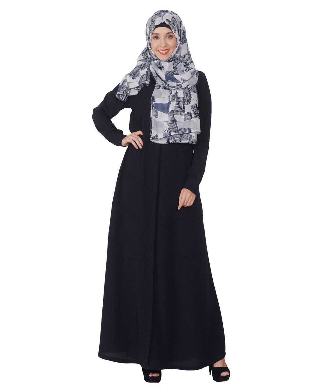 Pintuck Abaya Blue