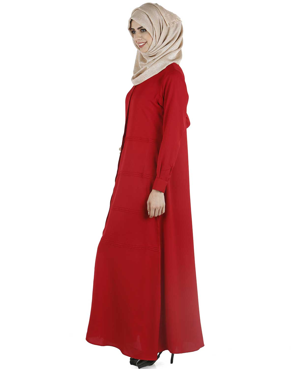 Pintuck Abaya Maroon