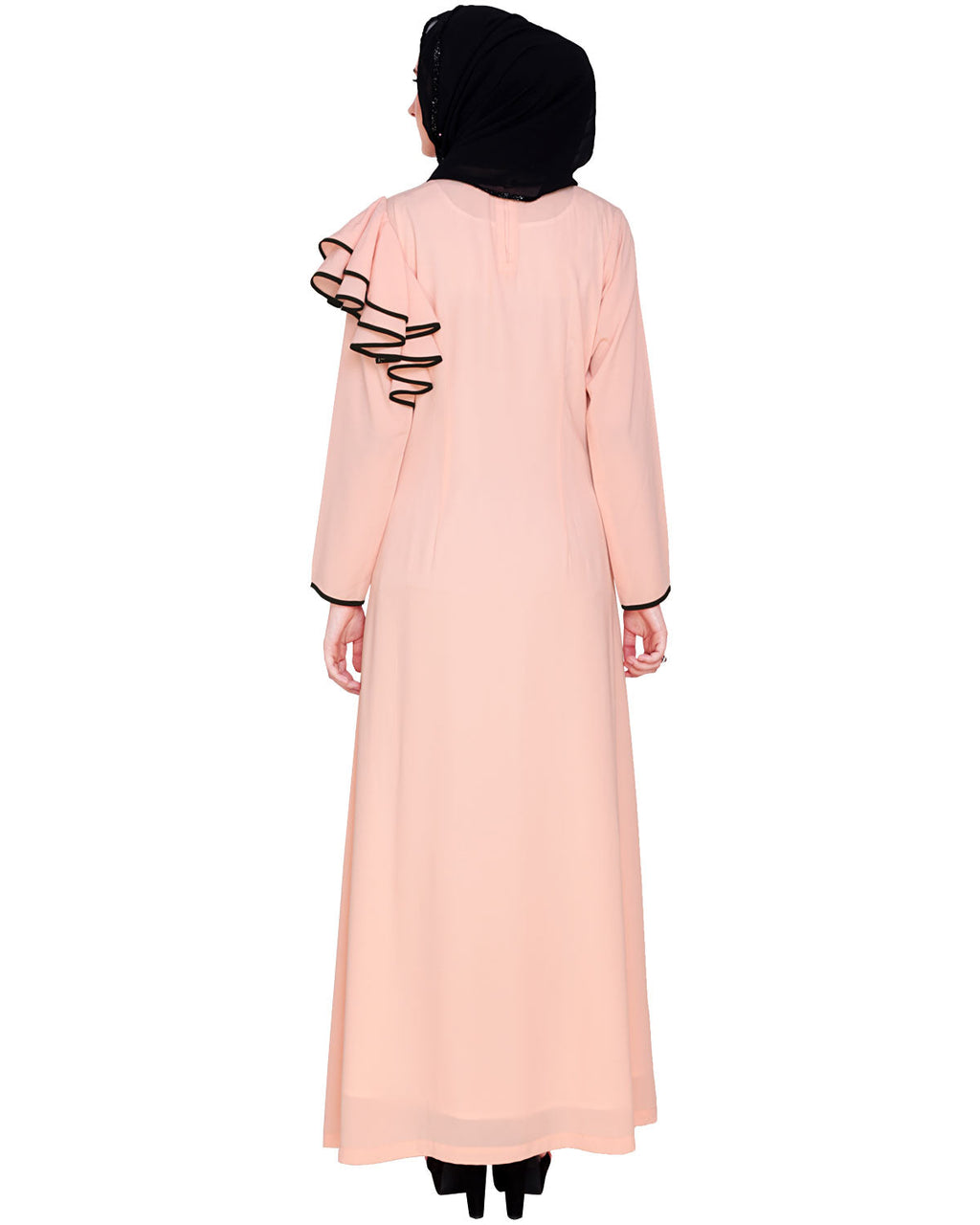 Romantic Founce Abaya Peach