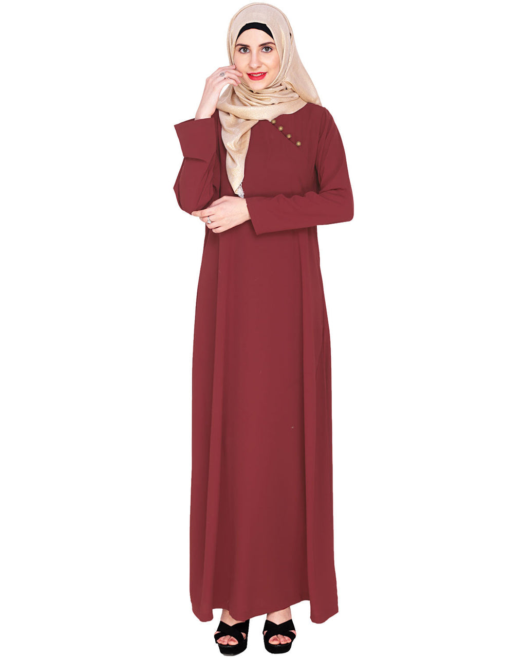 Trendy Abaya Dress Wine