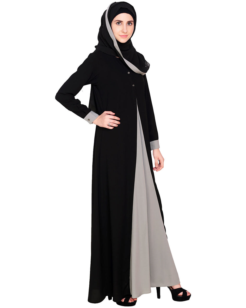 Pretty Layered Abaya Grey