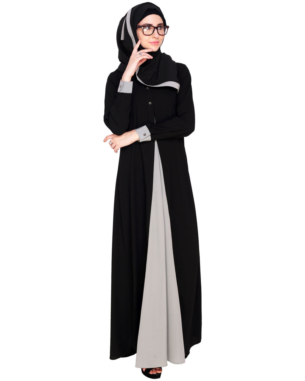 Pretty Layered Abaya Grey