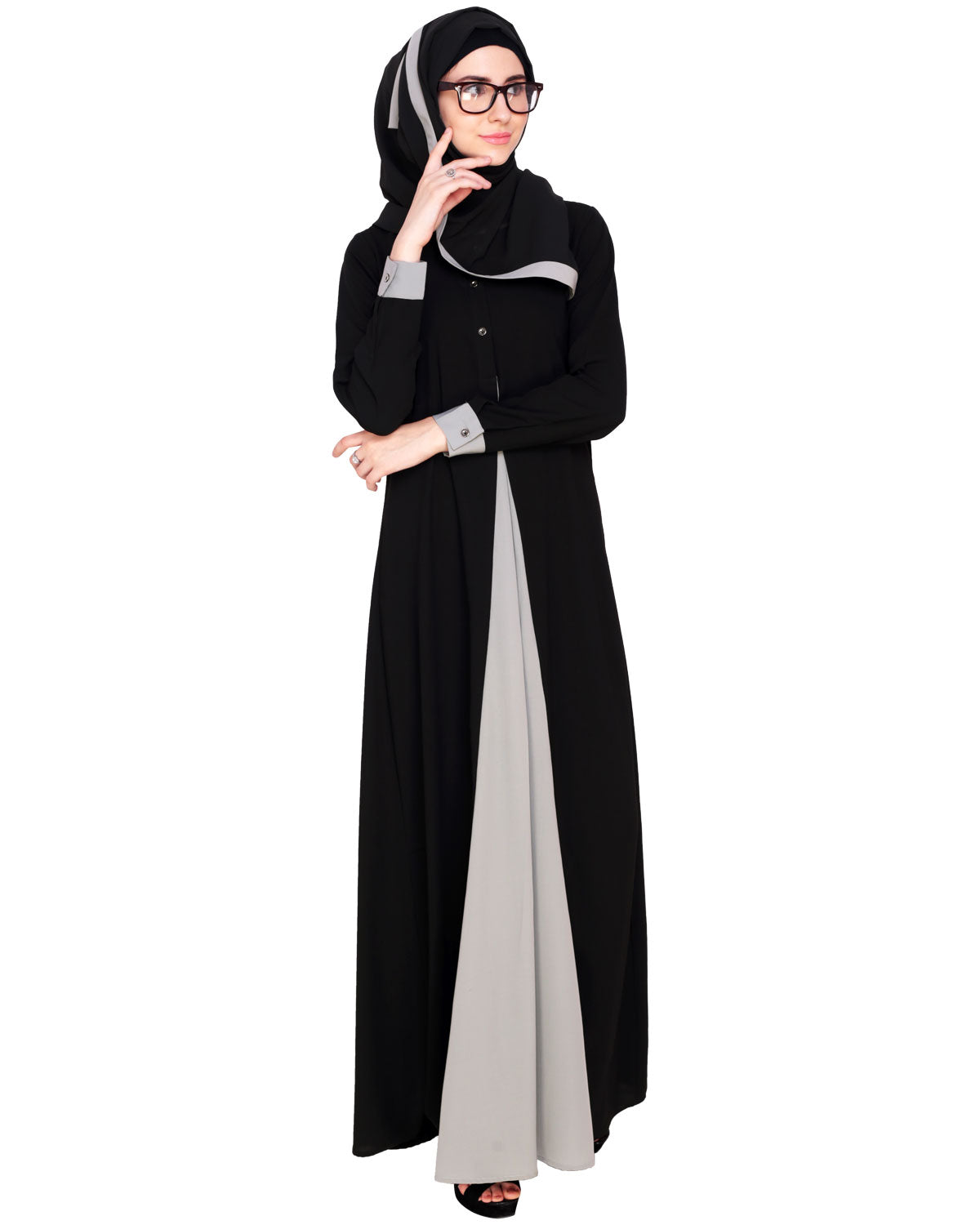 Pretty Layered Abaya Grey