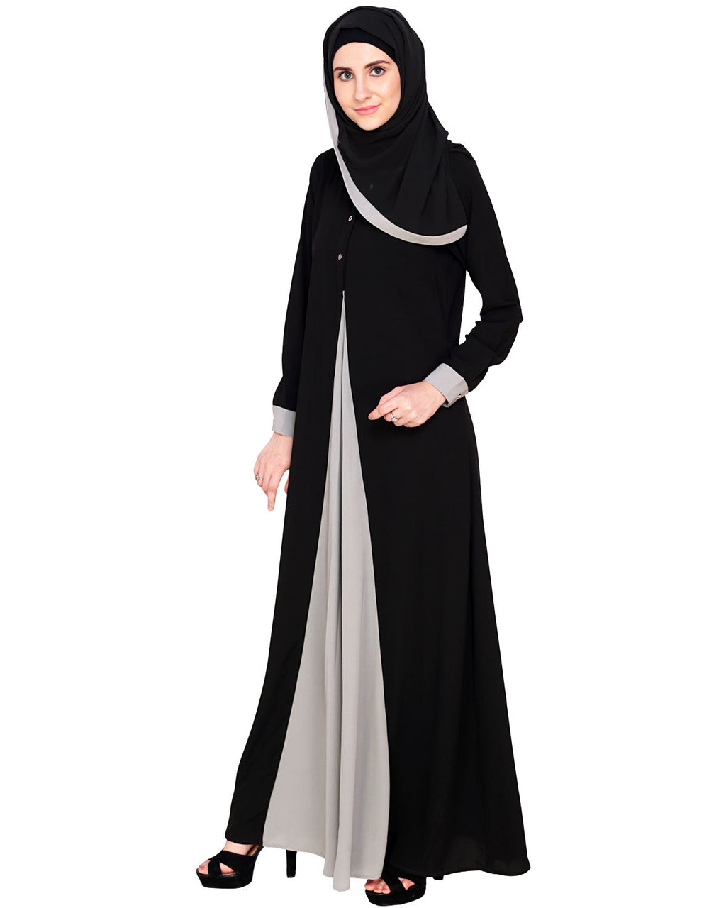 Pretty Layered Abaya Grey
