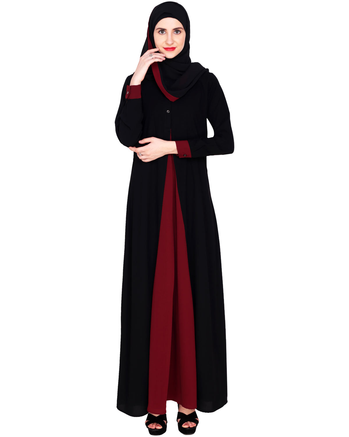 Pretty Layered Abaya Wine