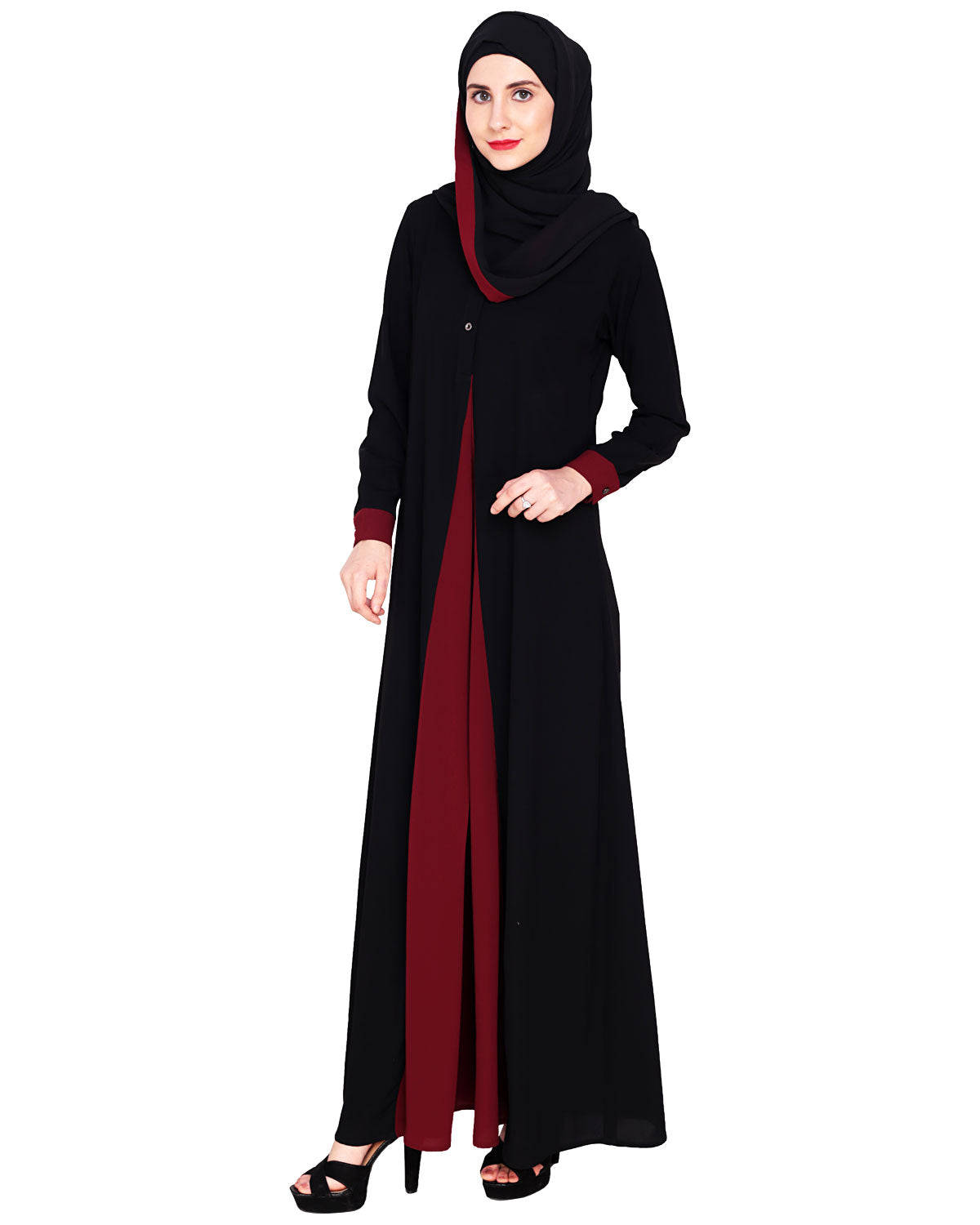 Pretty Layered Abaya Wine