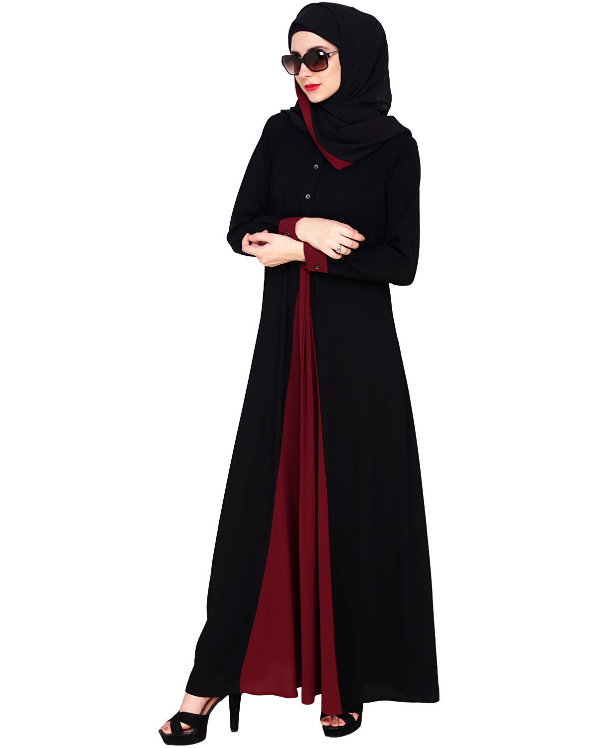 Pretty Layered Abaya Wine