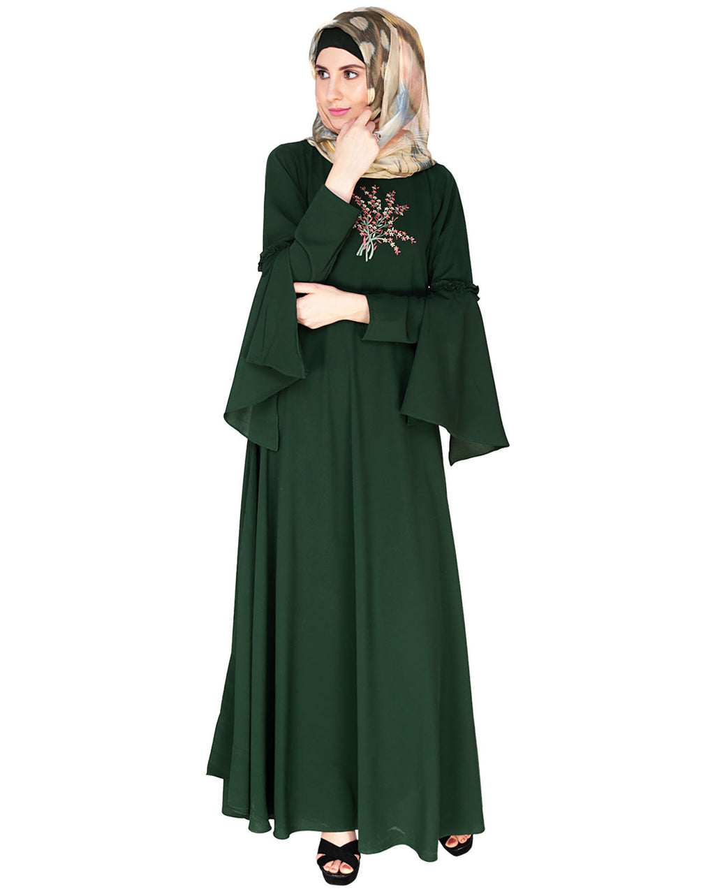 Crew Collar Abaya Green