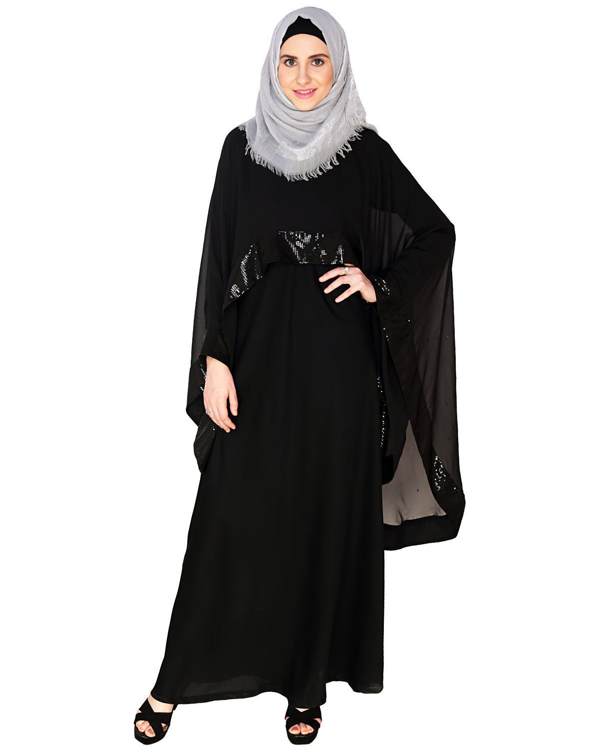 Black Cape Abaya Black