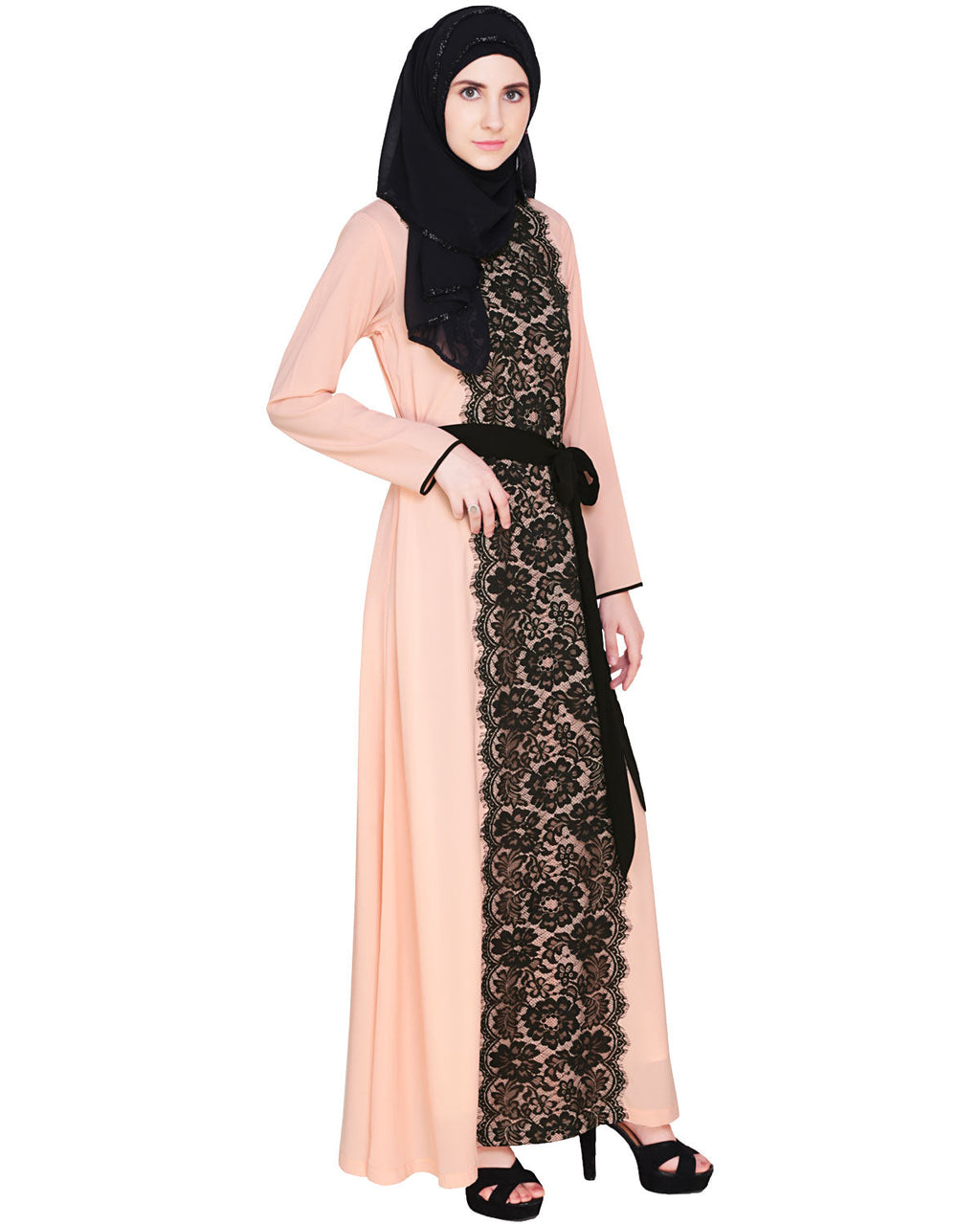 Lace Abaya Dress Pink