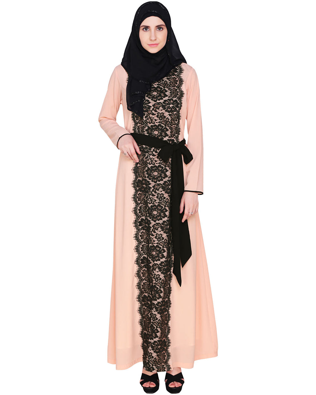 Lace Abaya Dress Pink