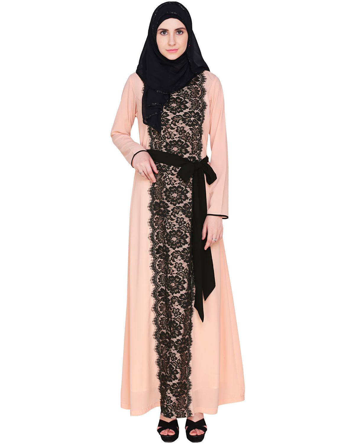 Lace Abaya Dress Pink
