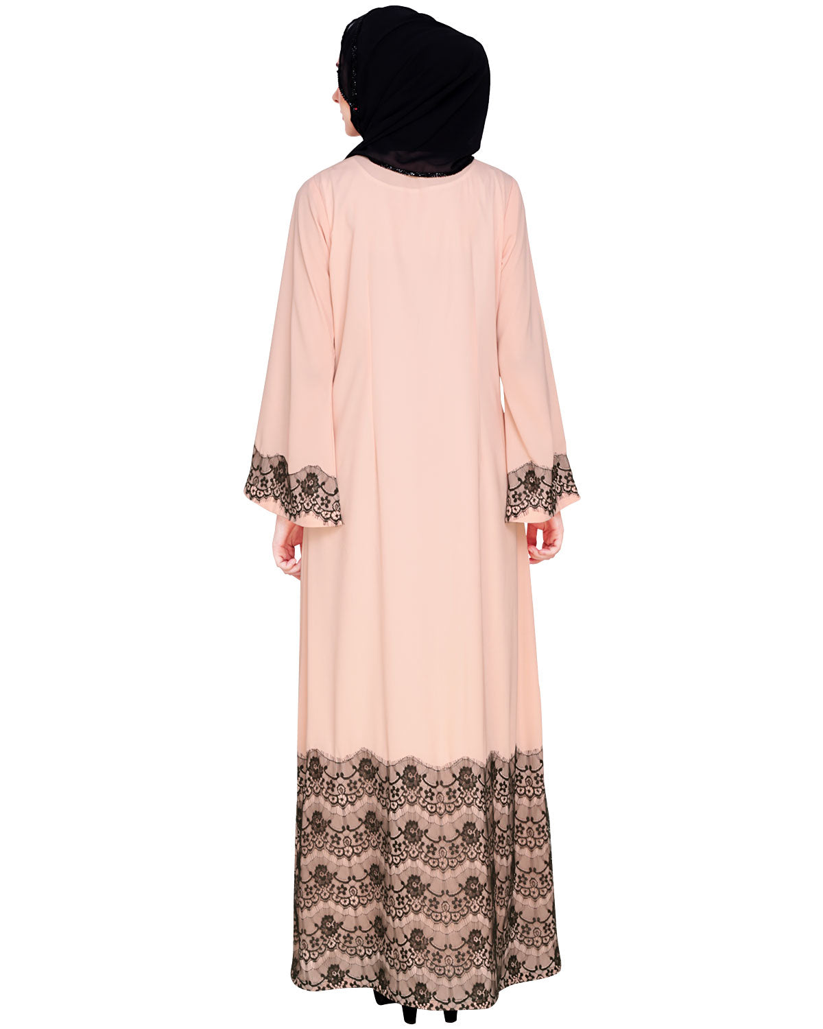 Laced Abaya Pink & Black