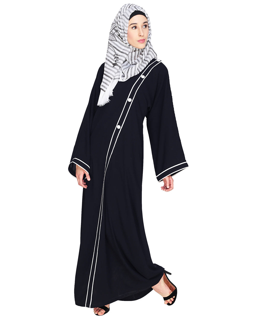 Intrigue Angrakha Dubai Style Abaya Black