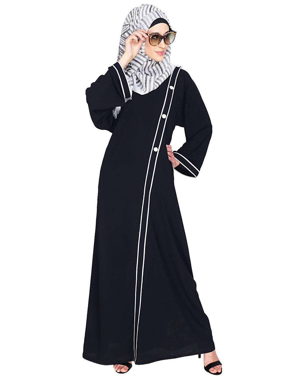 Intrigue Angrakha Dubai Style Abaya Black