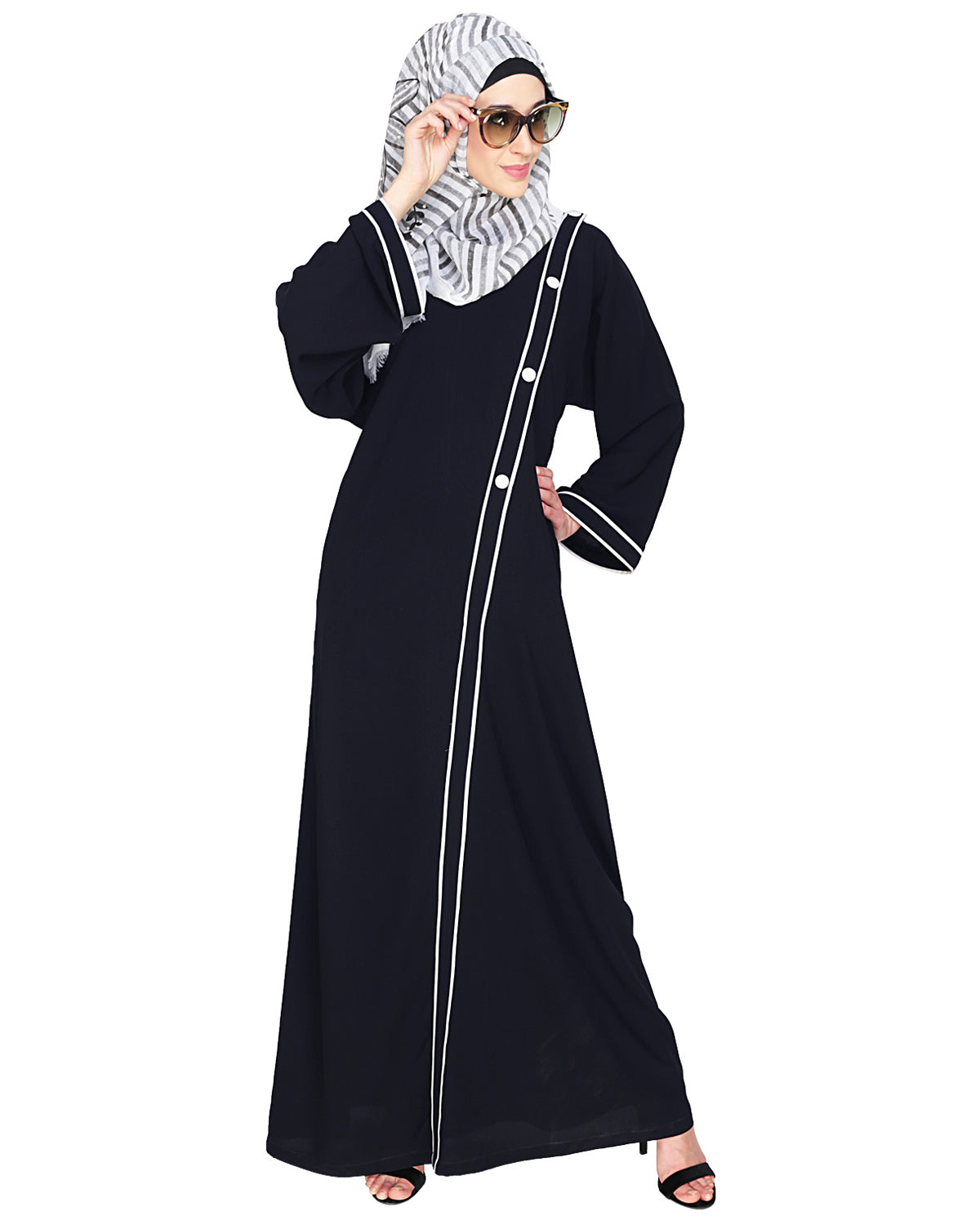 Intrigue Angrakha Dubai Style Abaya Black