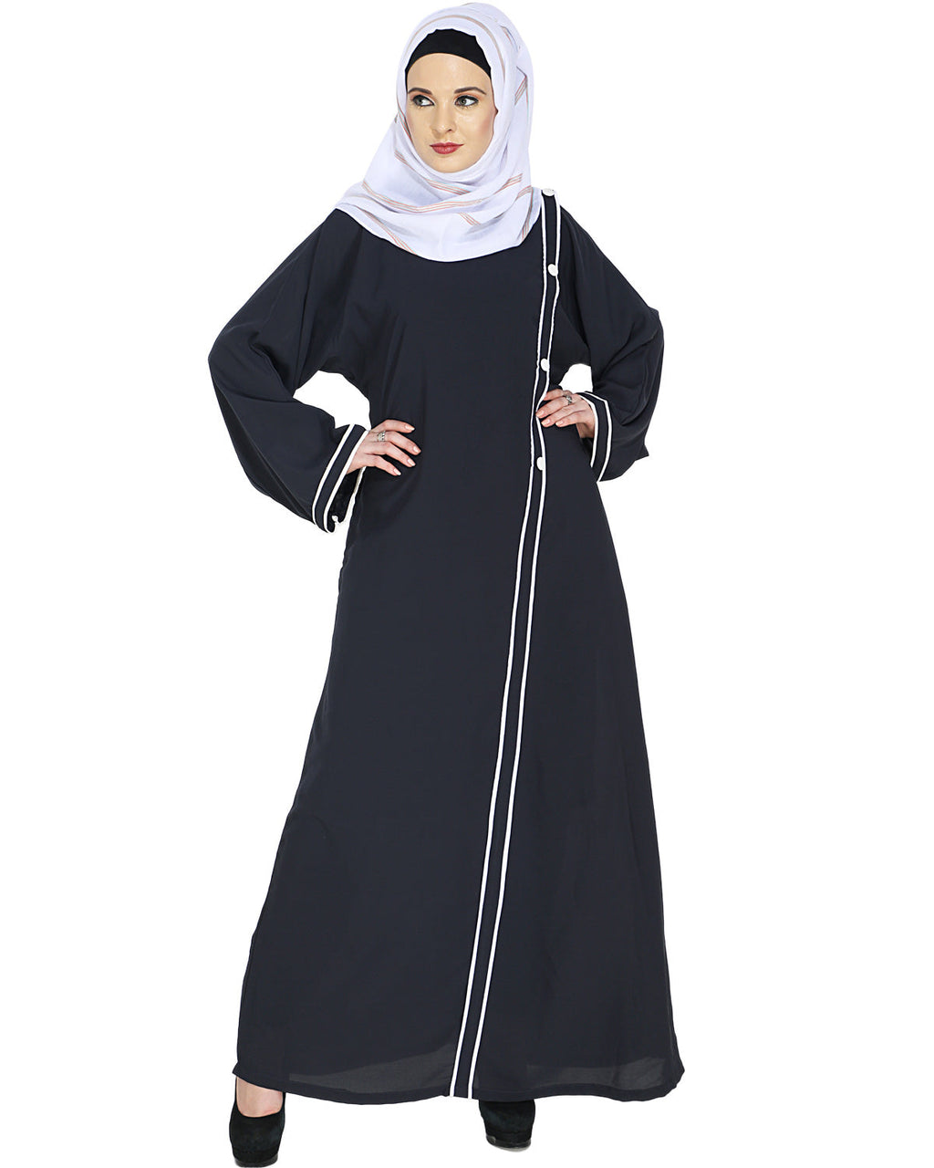 Intrigue Angrakha Dubai Style Abaya Grey