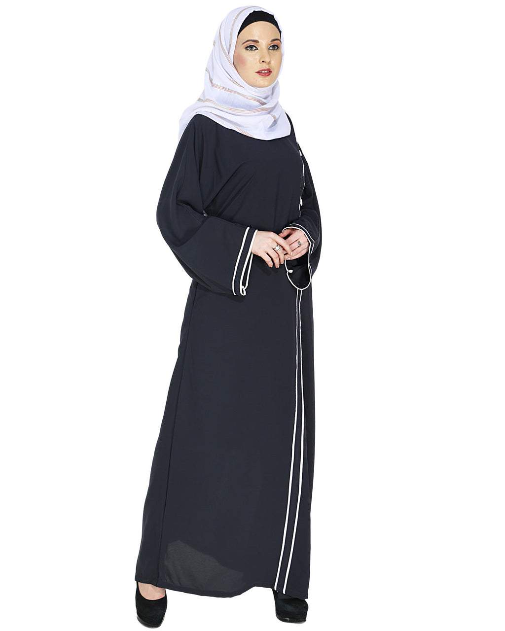 Intrigue Angrakha Dubai Style Abaya Grey