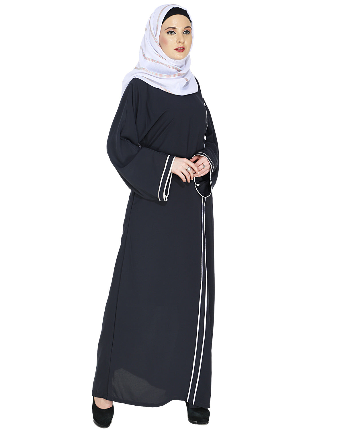 Intrigue Angrakha Dubai Style Abaya Grey