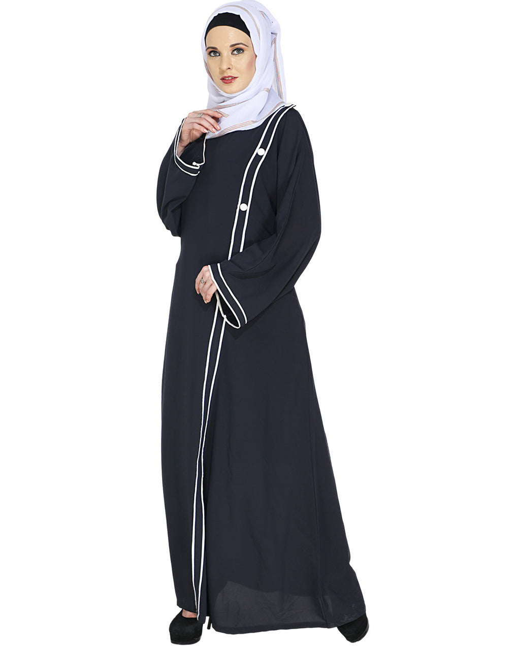 Intrigue Angrakha Dubai Style Abaya Grey