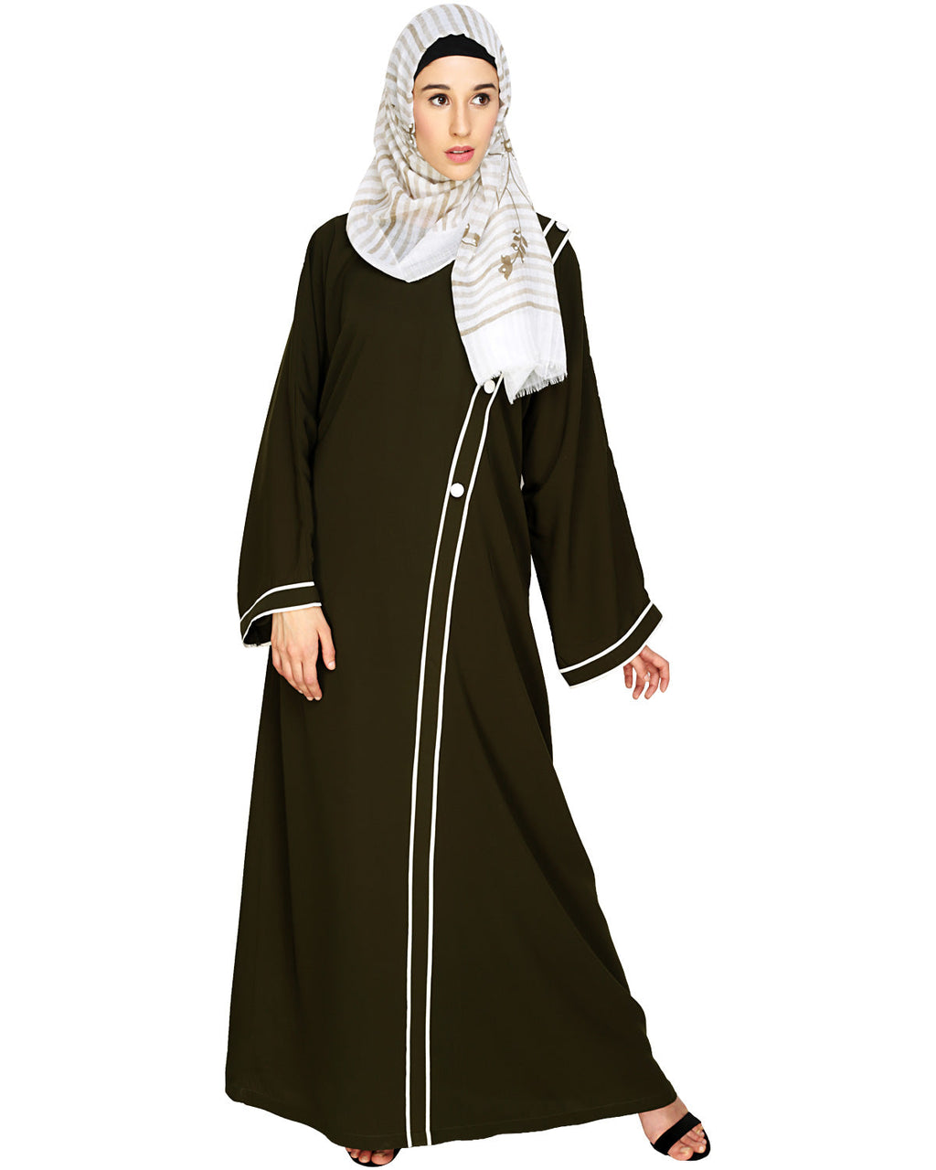 Intrigue Angrakha Dubai Style Abaya Olive