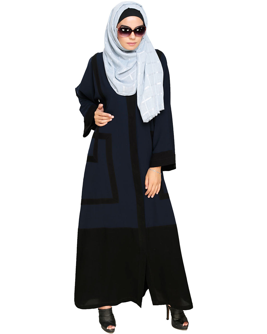 Quirky Dubai Style Abaya with detailing Blue