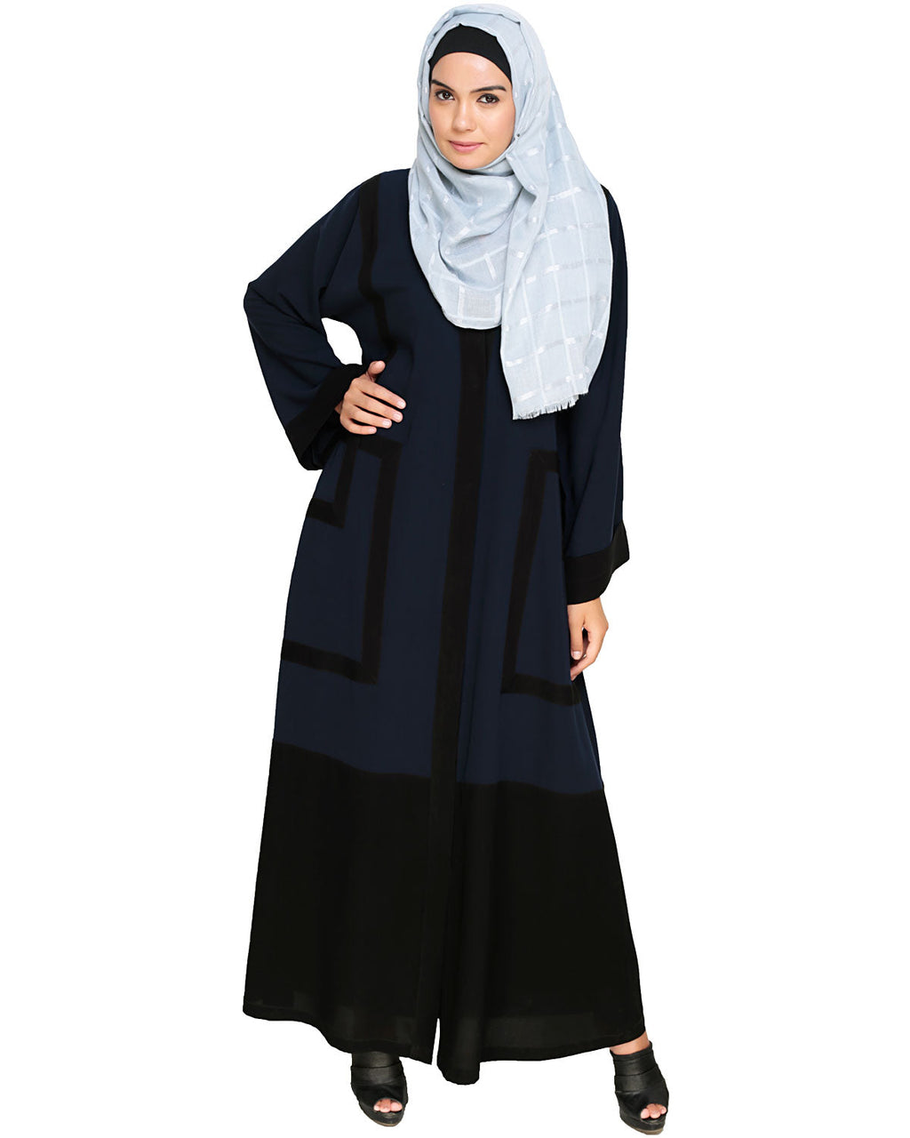 Quirky Dubai Style Abaya with detailing Blue