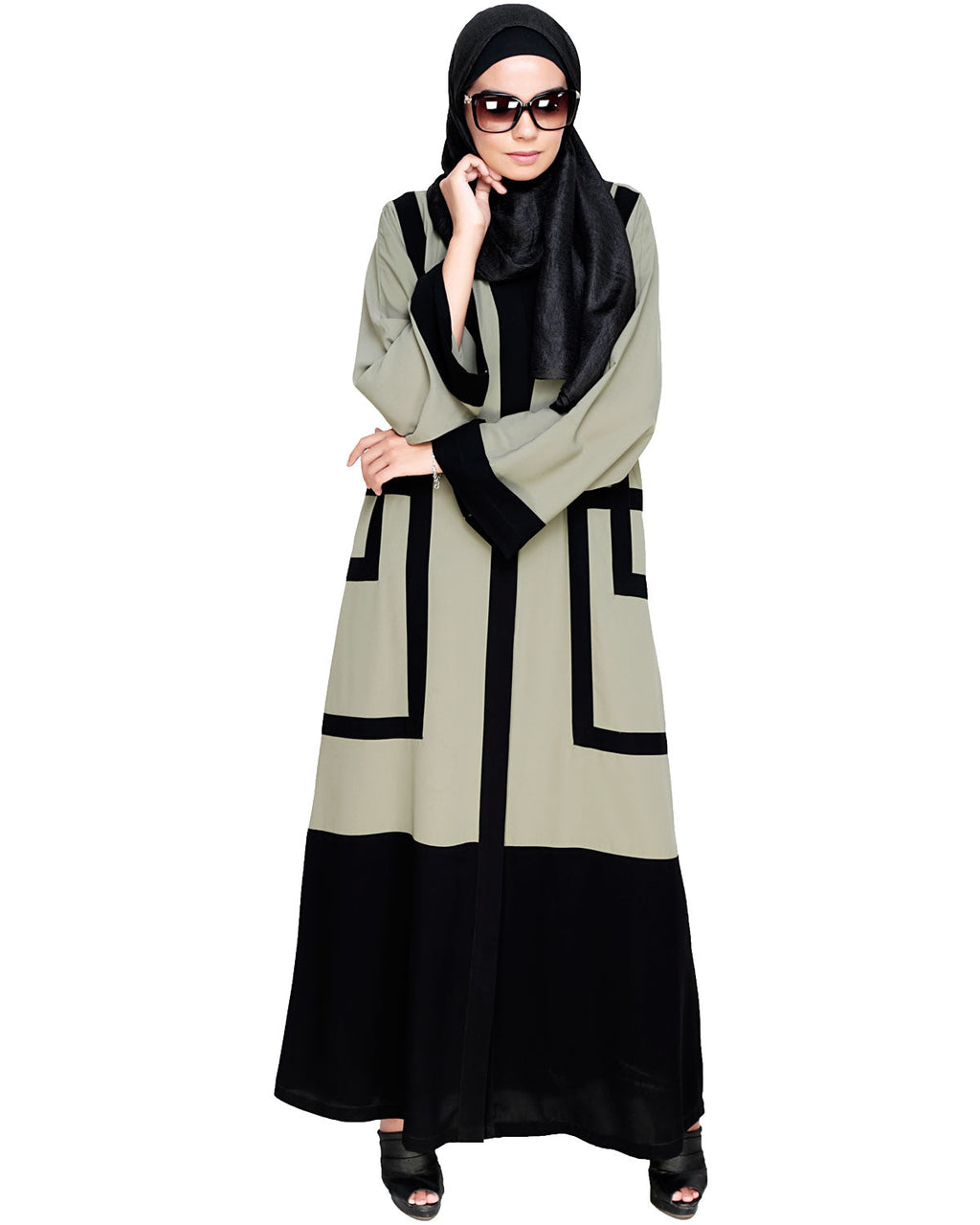Quirky Dubai Style Abaya with detailing Mint