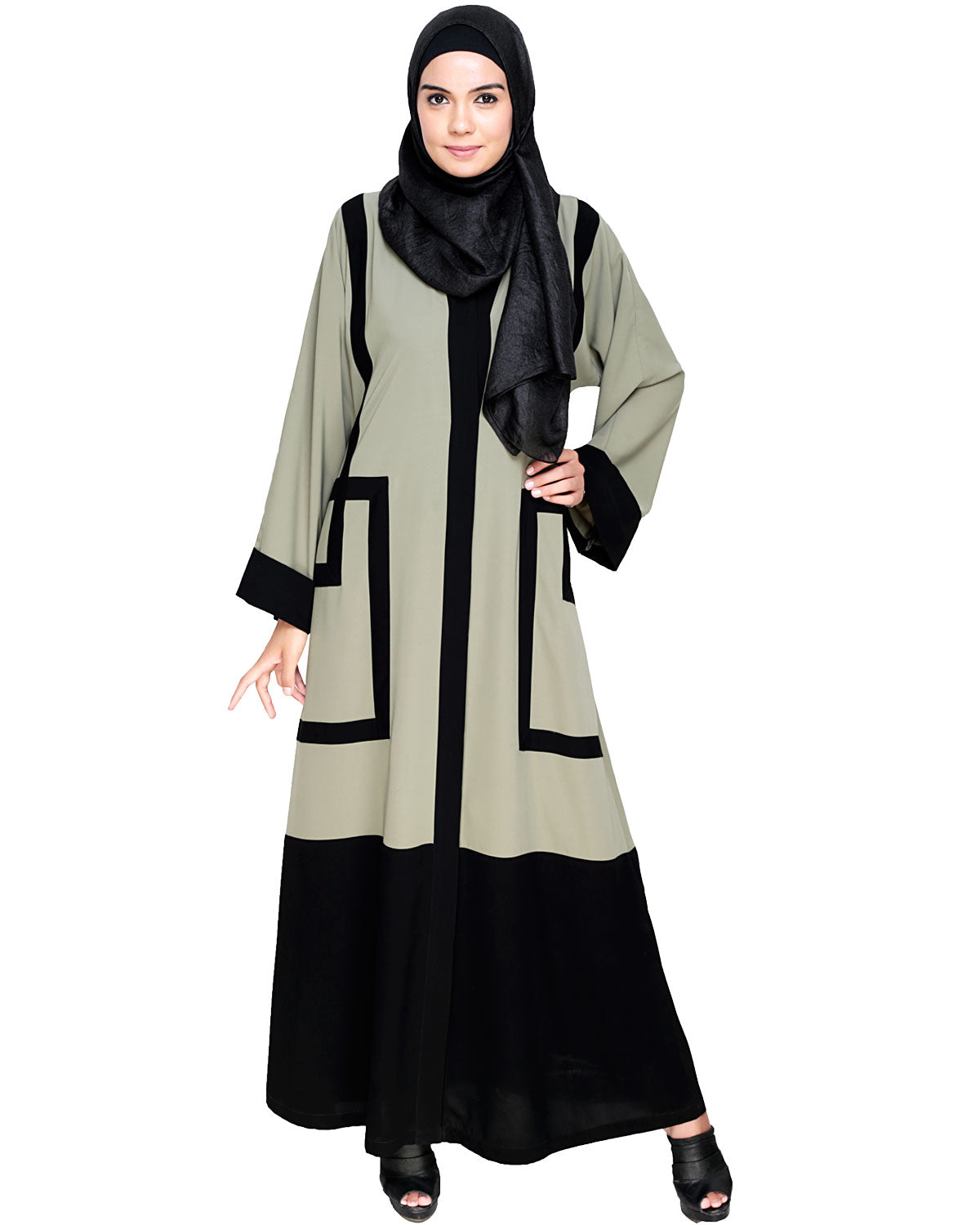 Quirky Dubai Style Abaya with detailing Mint