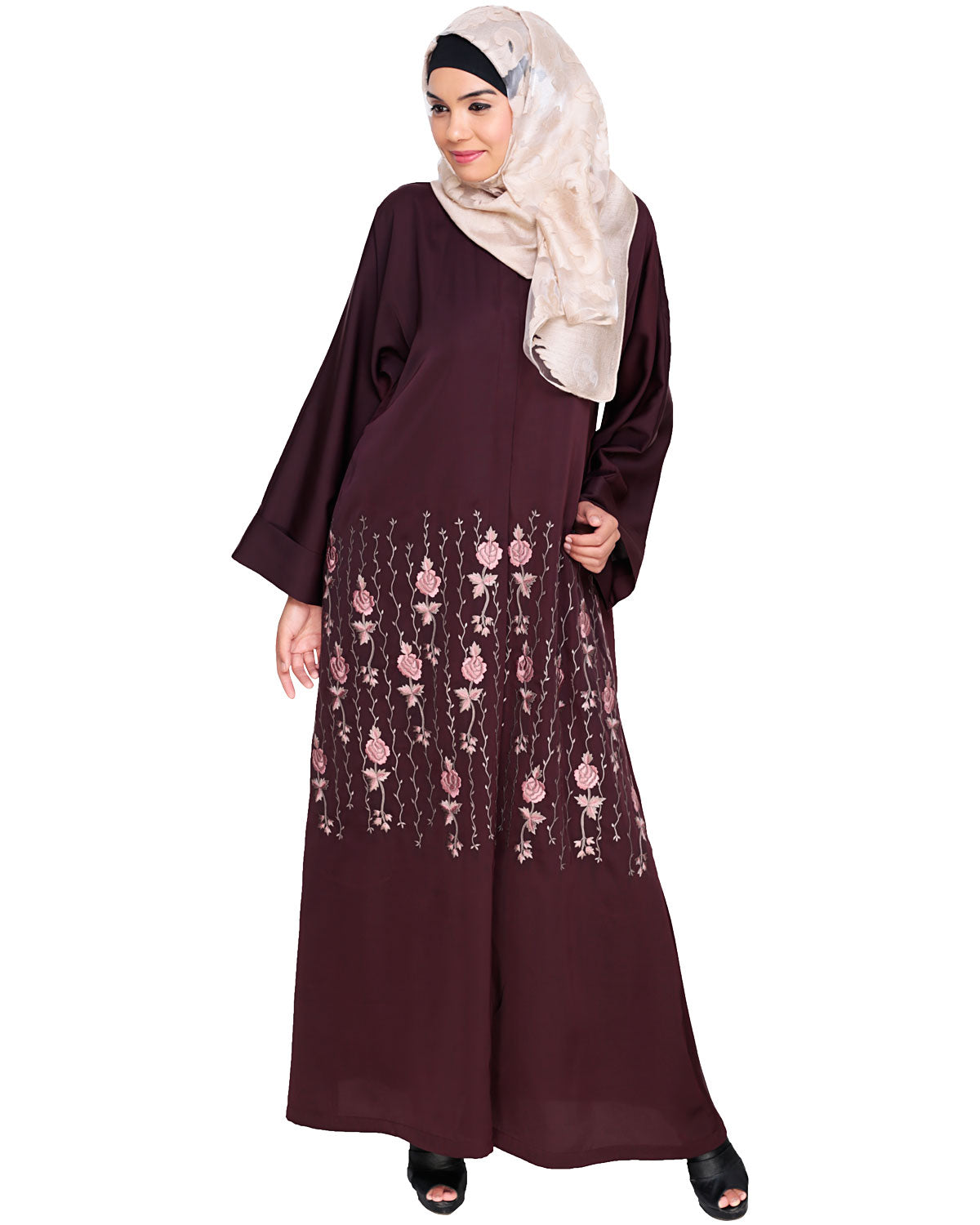 Orchid Dubai Style Abaya Deep Wine