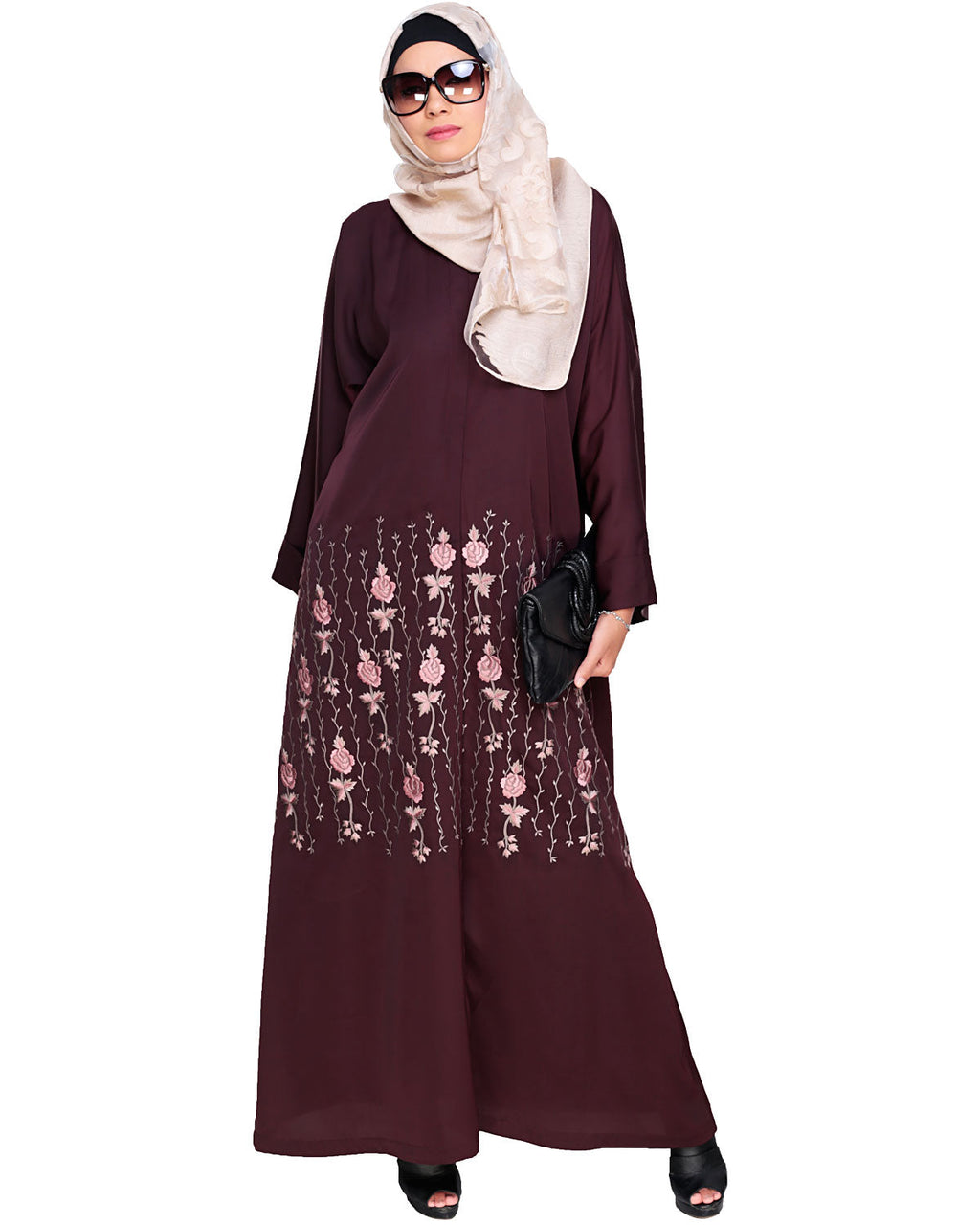 Orchid Dubai Style Abaya Deep Wine
