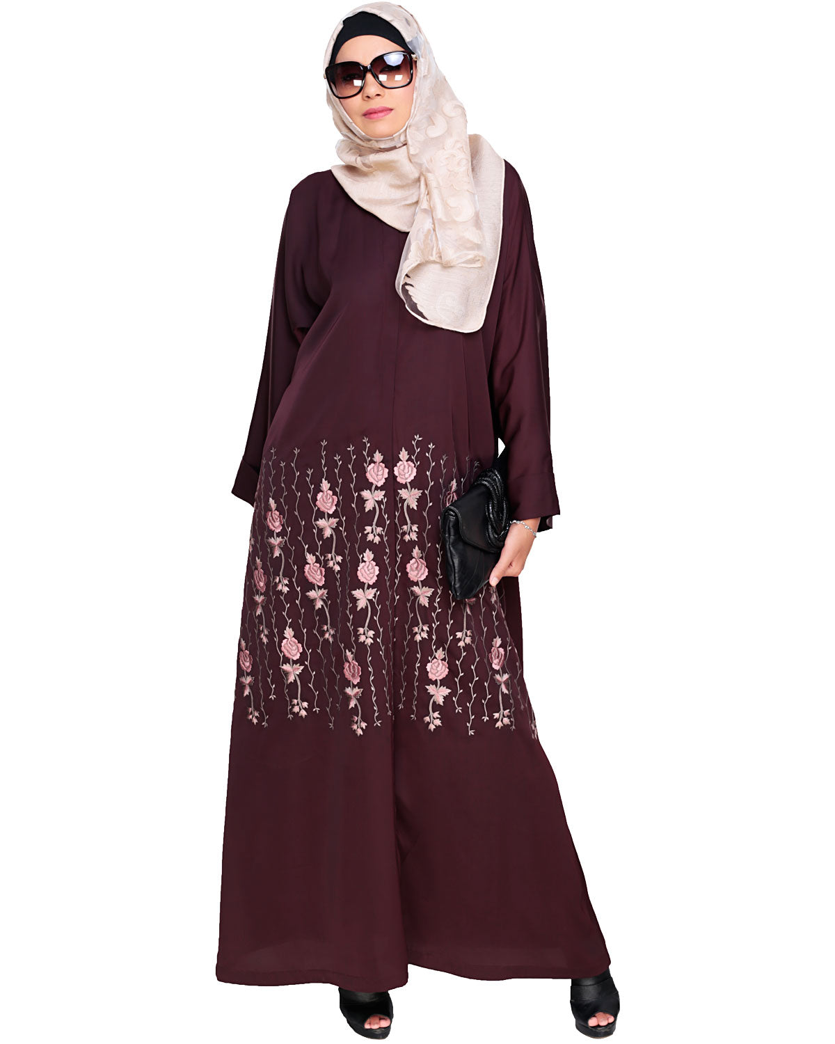 Orchid Dubai Style Abaya Deep Wine