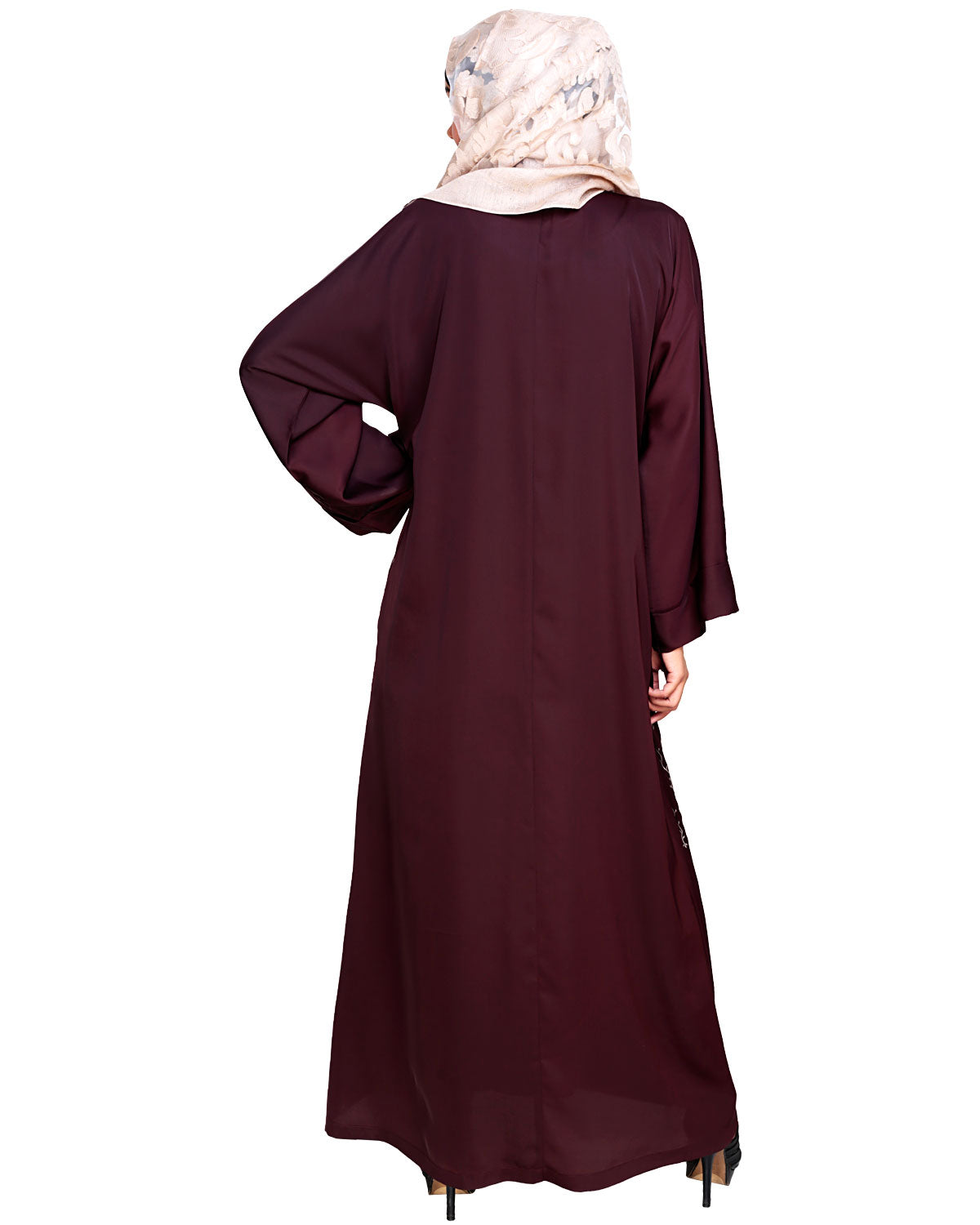 Orchid Dubai Style Abaya Deep Wine
