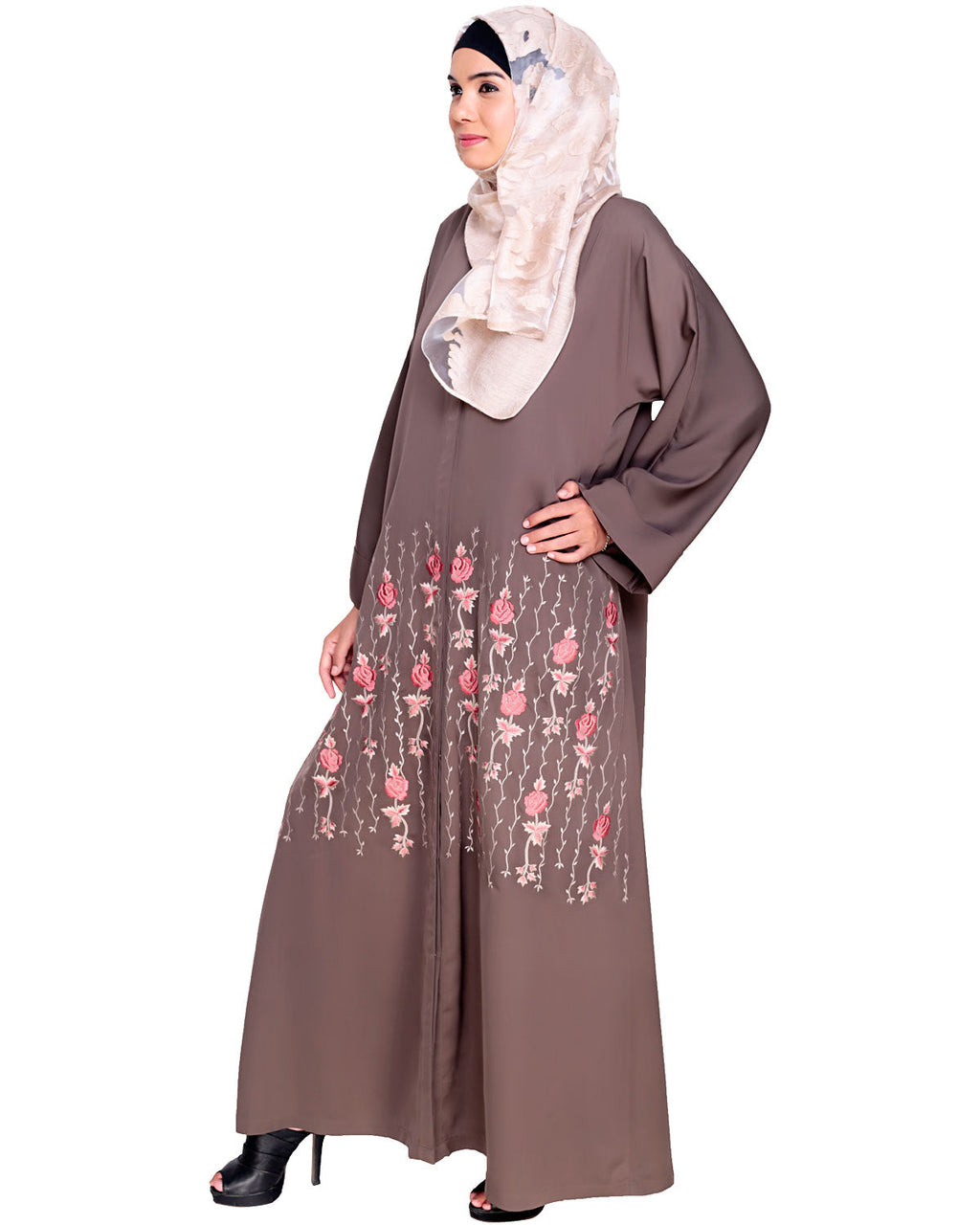 Orchid Dubai Style Abaya Mud Brown