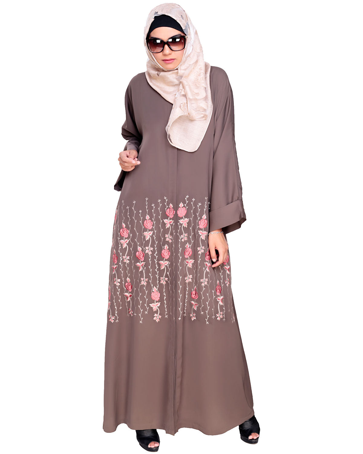 Orchid Dubai Style Abaya Mud Brown